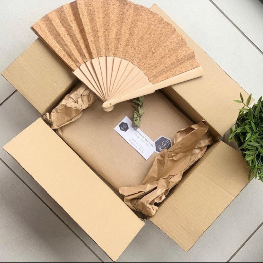 Manual Hand Fan in Wood With Cork Fabric Sheeting. Etsy