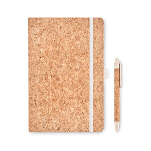 A5 cork cover notebook with lined paper and pen with cork barrel. image 4