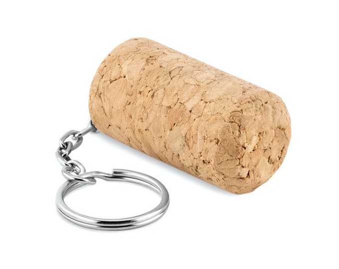 Wine cork key ring.