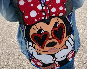 Minnie Denim Jacket with Diamond Glasses