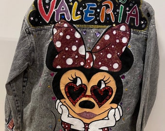 Minnie Denim Jacket with Diamond Glasses