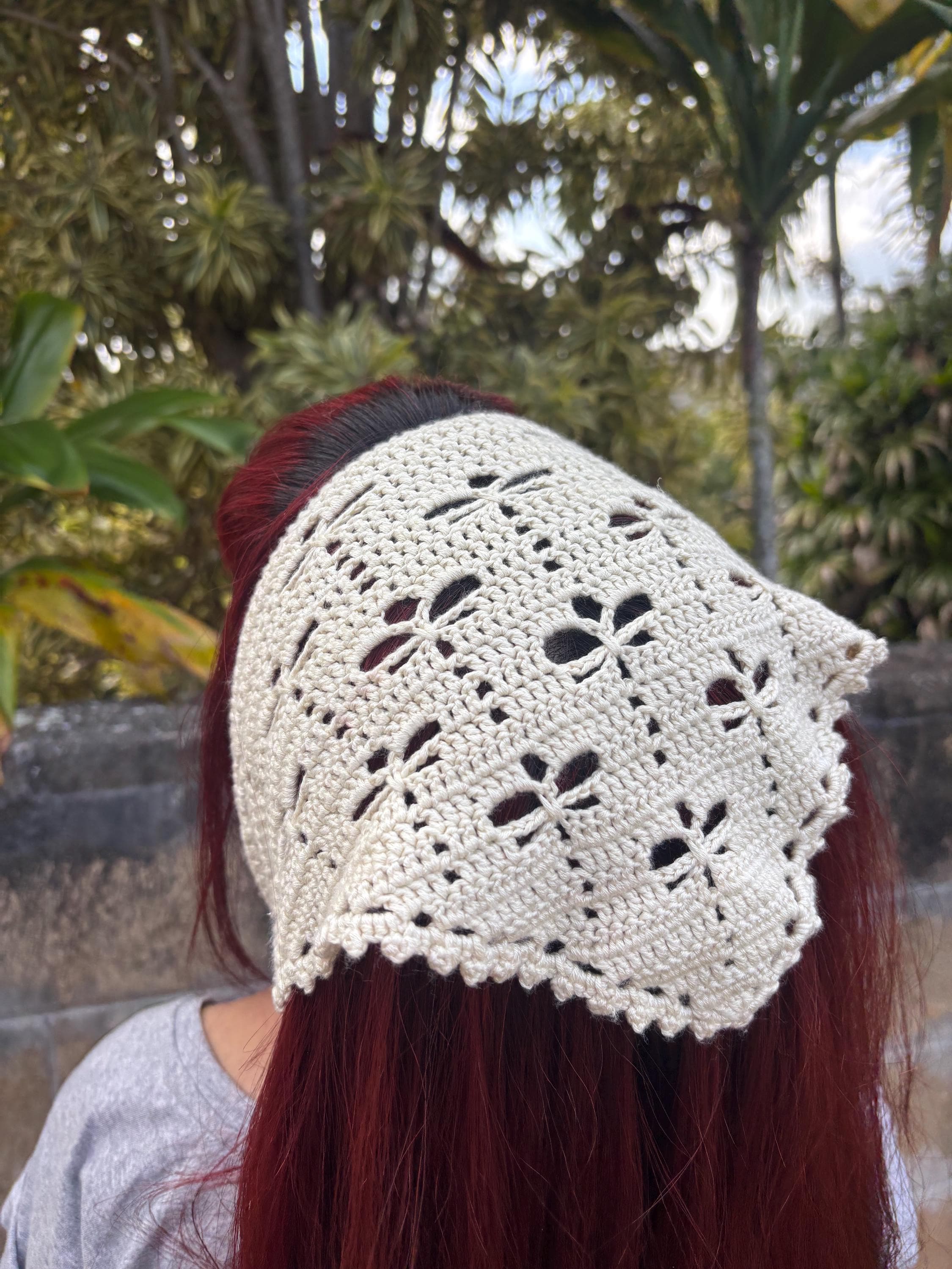 30 Head Scarf Crochet Patterns for Bandanas, Kerchiefs, and Stylish Wraps 18 Dragonfly Bandana Head Scarf Crochet Pattern
