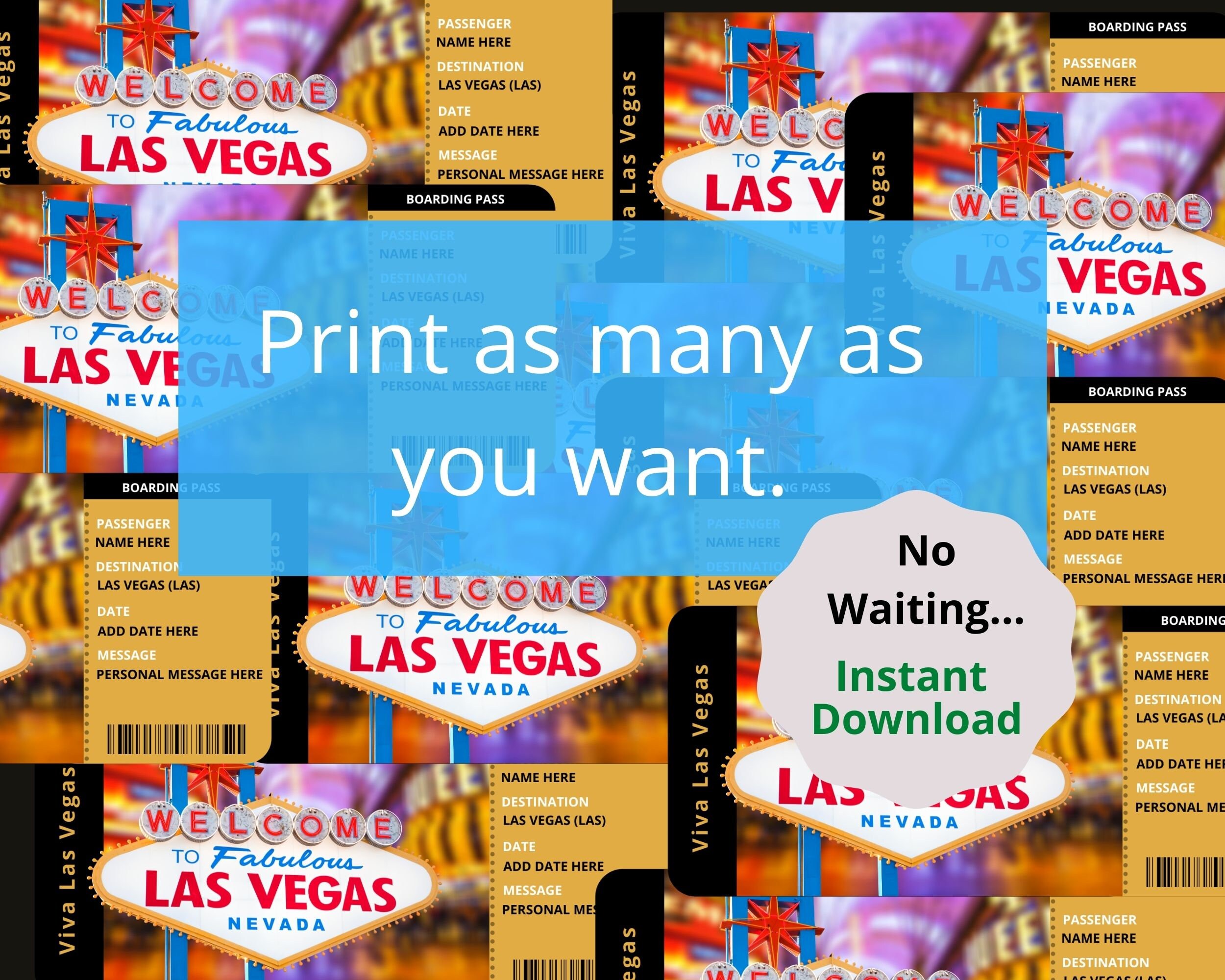 Printable LAS VEGAS Surprise Trip Gift Certificate. Etsy