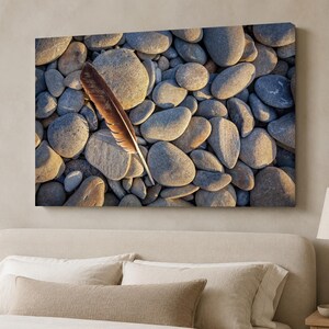 Ruby Beach Photo Print: Feather on Coastal Stones, Olympic National Park Wall Art, Pacific Northwest Decor