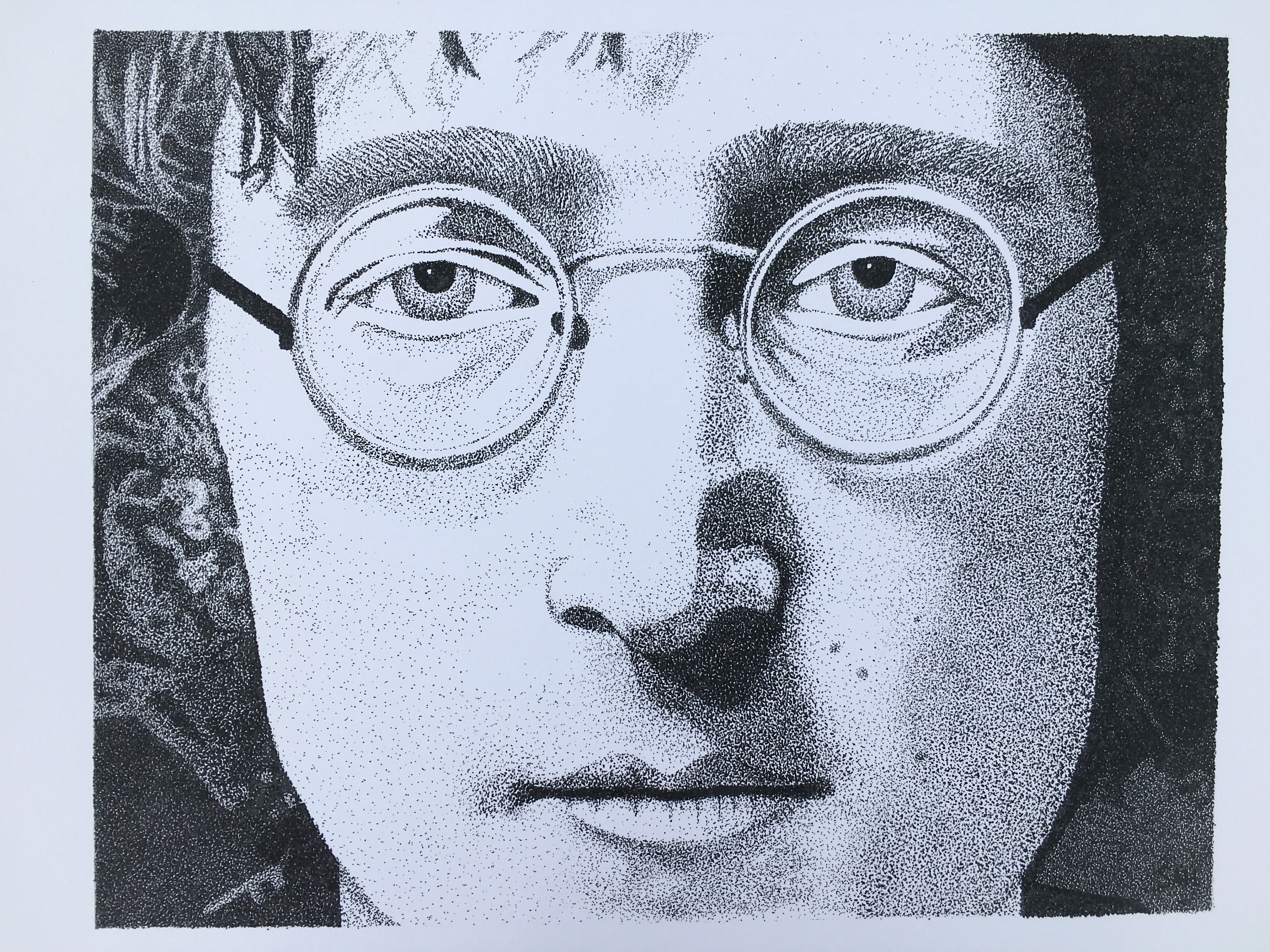 ジョン・レノン | ビートルズ | 点描 | 点描画 | 8x10 プリント | 限定