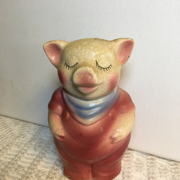 Vintage | 1940s | Royal Copley | Pink | Piggy Bank | Vintage Bank | Coin Bank | Collectible | Standing Pig | Farm Decor | Country Living