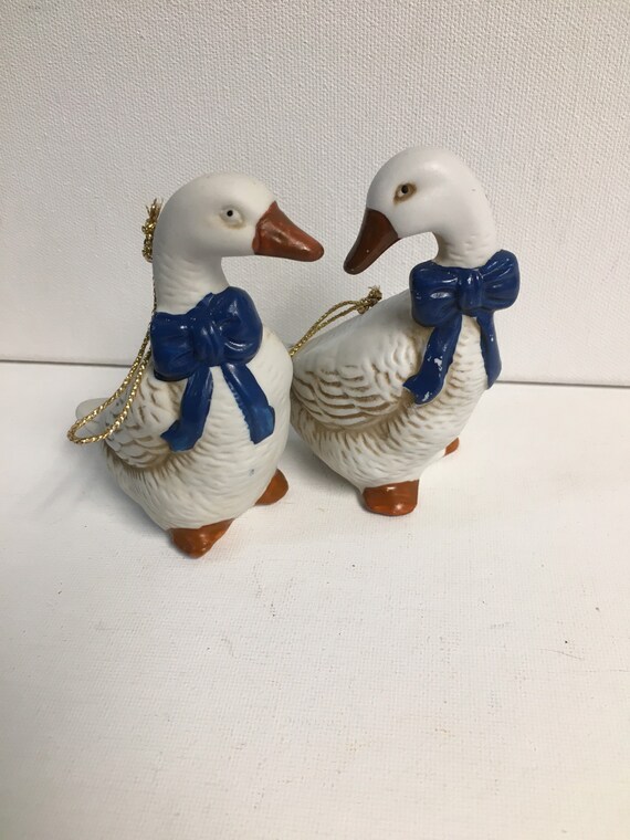 Vintage Bisque Ceramic Geese Goose Jemima Style Etsy