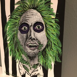 Beetlejuice Acrylic Painting Canvas Halloween Decor Wall Art 8x10”