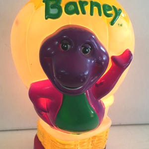 Lámpara de noche vintage de Barney, de 1992, coleccionable, para niños, dibujos animados, decoración de habitación de bebé