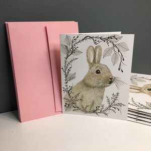 Carte de Pâques | Ensemble de cartes de vœux | Carte de correspondance 4x5 | Carte vierge | Printemps | Fait à la main | Esquisse | Lapin de Pâques | Lapin Lapin | Cadeau