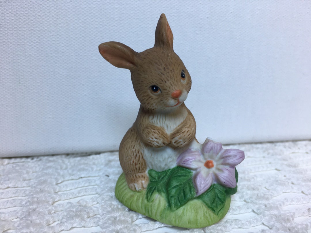 Vintage Homco Bunny Rabbit Figurine Easter Decor Holiday Decor Gift Blue Etsy