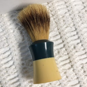 Vintage | 1950s | Ever Ready | Sterilized | 200T |  Shaving Brush | Blue and Yellow |Natural Bristles | Made in USA