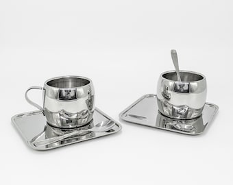 Antique Silver Metal Holders Bone China Espresso Turkish Coffee Set 6 Cups Antique Silver Metal Holders Bone China Espresso Turkish Coffee Set 6 Cups