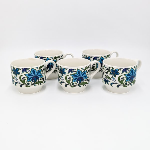 Vintage Midwinter Fine Tableware Mugs, Set of 5