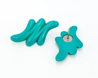 Teal Squiggle Earrings