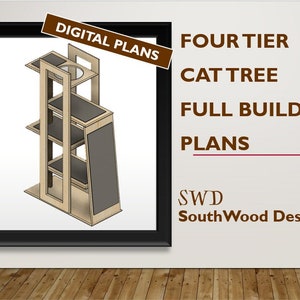 Self build a large cat tree climbing tower and bed, download Full Digital Plans