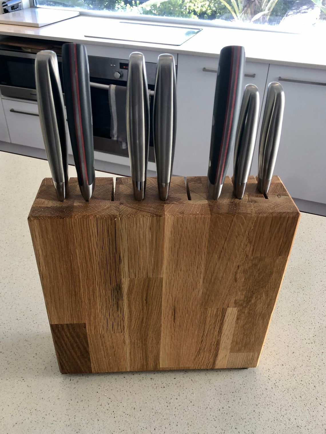 Medium Hand Made Wooden Knife Block in Merbau Timber Storage Etsy Canada