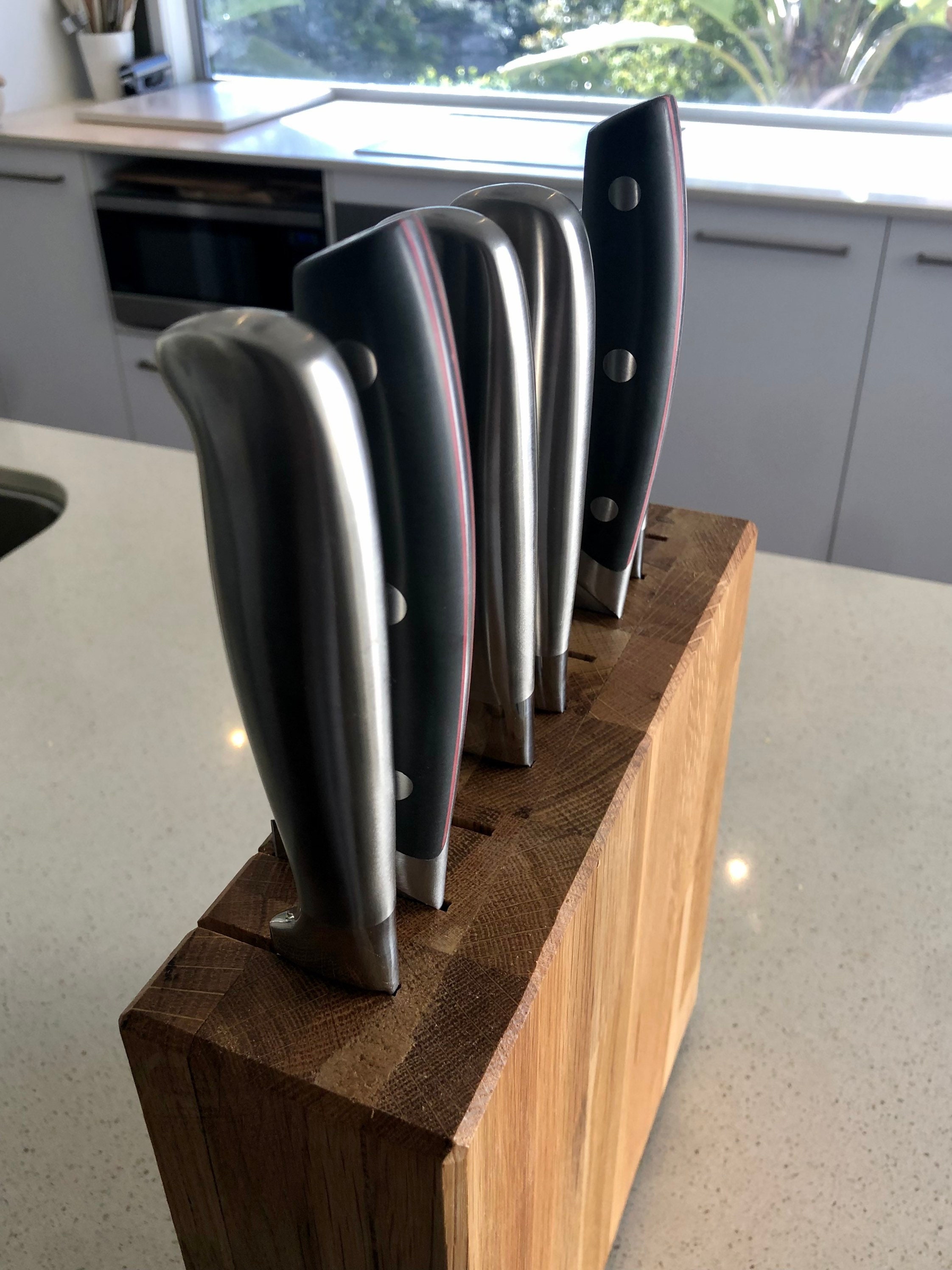 Medium Hand Made Wooden Knife Block in Merbau Timber Storage Etsy Canada