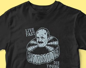 LIVE FAST DIE Young sweating Costanzo delicatissima t-shirt silver print rip maurizio show ftate bboni