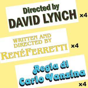LYNCH FERRETTI VANZINA sticker adesivo writtena and directed by regia di pvc trasparente per finestra vetro 10 pezzi david renè carlo