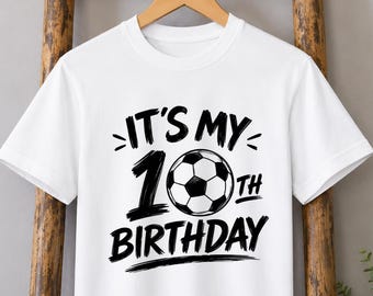 10th Birthday Football T Shirt Kids Boy Birthday Present Party Top Age 10