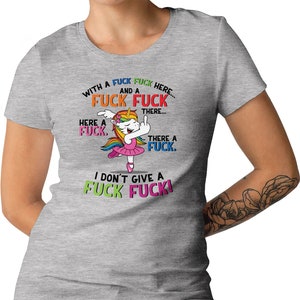 Funny Unicorn I Don't Give A F***k Ladies T-shirt Graphic Tee Dancing Rude Funny Unicorn Crazy Unicorn Premium T-shirt