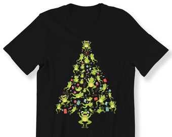 Frog Christmas Ornament Tree For Men And Women Kids Adult T-shirt Frog Lovers Gift Top Funny Frogs Tee Xmas Gift T-shirt Plus Size Available