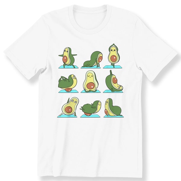 Avocado Yoga Poses For Men And Women T-shirt Cute Avocado Funny Yoga Pilates T-shirt Yoga Lovers Shirt Plus Size Available S-5XL T-shirt