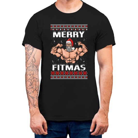 Merry Liftmas Christmas Gym Sport T-shirt For Men Funny Christmas Gift T-shirt Sporty Santa Tee Bodybuilder Shirt Xmas Gift Tee S-5XL
