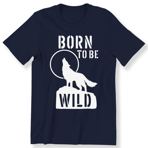 Born To Be Wild For Men And Women Moon Wolf Graphic Tee Wild Animal T-shirt Wolf Lover Gift Top Plus Size Available Premium T-shirt