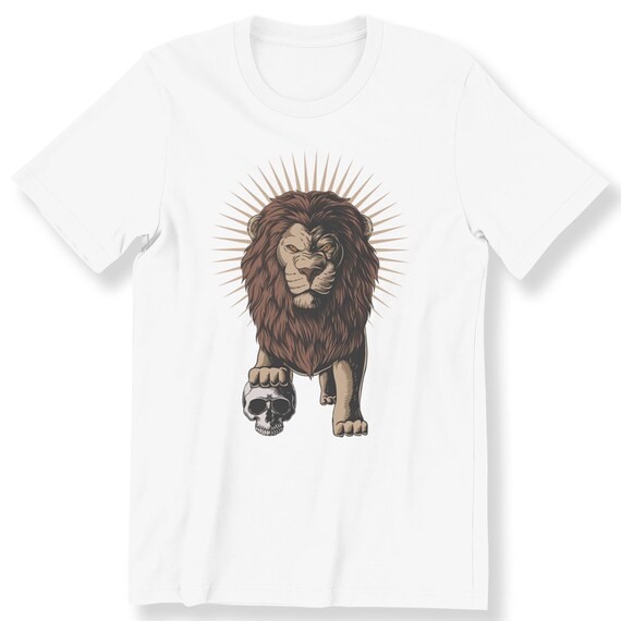 Lion With Skull For Men And Women T-shirt Graphic Tee Animals Lion Lovers Plus Size Available Premium Top