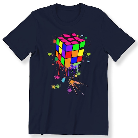 Melting Cube Retro Gaming Rubik For Men Women And Kids T-shirt Splash Rubik T-shirt Graphic Tee Retro Cube Rubik Gift T-shirt
