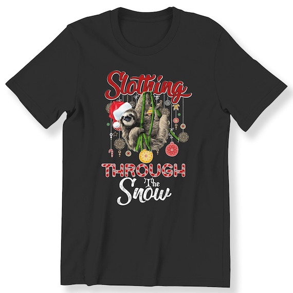 Christmas Festive Men's Ladies T-shirt Slothing Trough The Snow X-mas Gift Sloth Lovers T-shirt