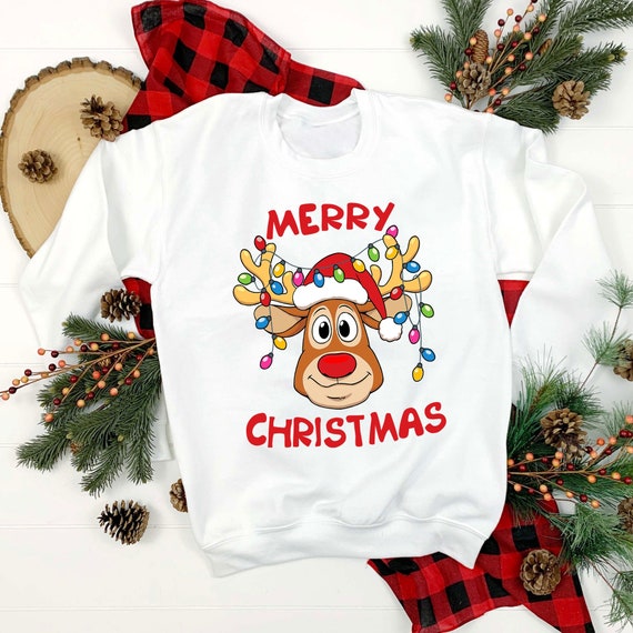 Christmas Reindeer Unisex Sweatshirt Merry Christmas Festive Reindeer Xmas Gift Jumper Christmas Jumper