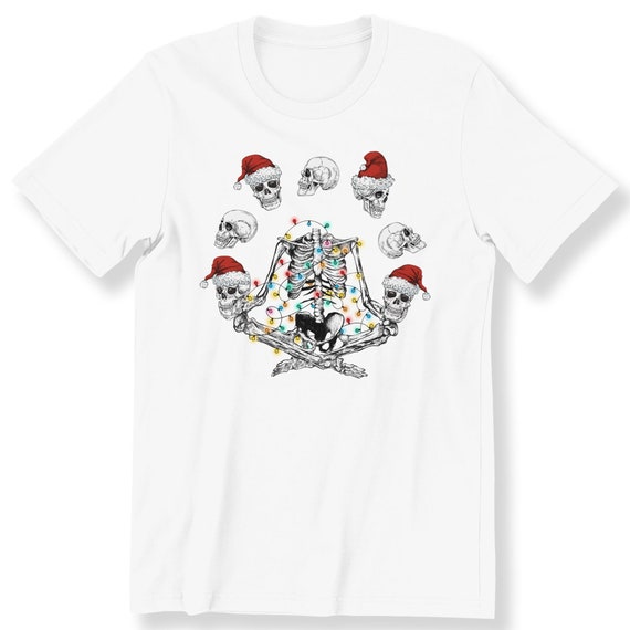 Christmas Yoga SkeletonFor Men And Women T-shirt X-mas Lights Skeleton Gift For Chrustmas Yoga Lovers X-mas Shirt Plus Size Available S-5XL