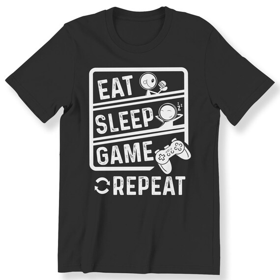 Eat Sleep Game Repeat Men's T-shirt Gamer Video Game Funny Gift T-shirt