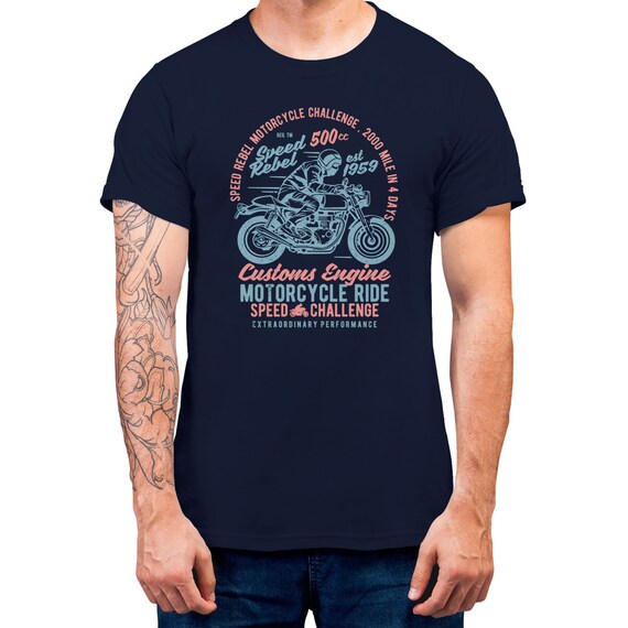 Biker Speed Rebel Top Men T-shirt Graphic Tee Biker Engine Motorcycle Biker Gift Top Plus Size Available Premium T-shirt