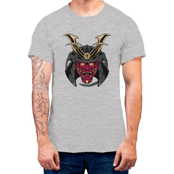 Samurai  T-shirt For Men Japanese Samurai Hannyamask Helmet Gift Top Samurai Graphic Tee Plus Size Available