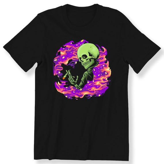 High Skull For Men And Women T-shirt Spooky Weed Skeleton Graphic Tee Skull Lovers Plus Size Available