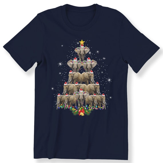Elephants Christmas Tree For Men Women Kids T-shirt Graphic Tee Christmas Top Xmas Gift For Elephant Lovers Top Premium Top