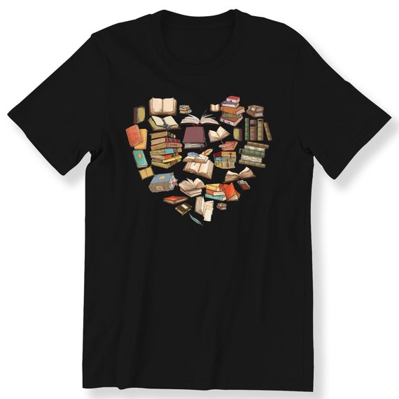 Book Heart For Men And Women T-shirt Book Lovers Book Addict Librarian Trendy T-shirt Bookish Top Graphic Tee Plus Size Available S-5XL Top