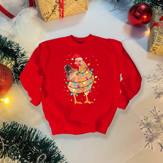 Christmas Chicken Unisex Sweatshirt Christmas Gift Jumper Festive Chicken Xmas Gift Jumper For Chicken Lovers