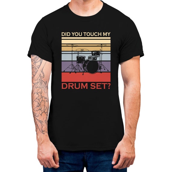 Drummer Drum Set Vintage Retro Gift T-shirt For Men Music Lover Drummer Funny Top Music Instrument Graphic Tee Gift T-shirt For Drummer