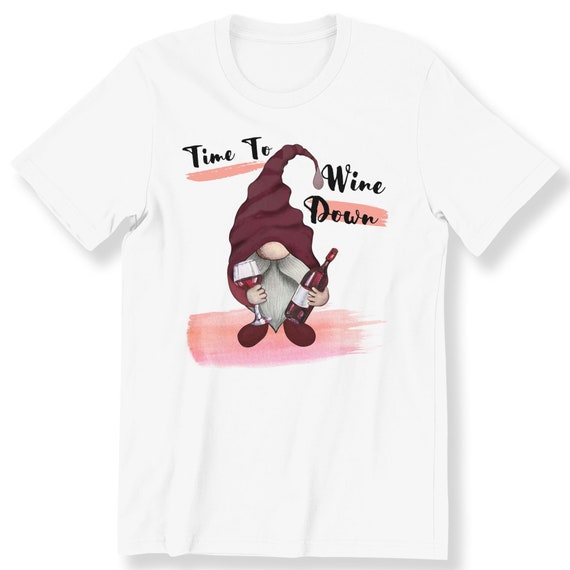 Wine Gnome T-shirt For Men And Women For Wine Lovers Gnome With Wine Watercolour Gnome Wine Bottle Plus Size Available T-shirt Gift Top