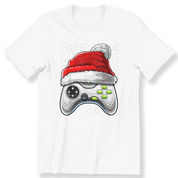 Video Game Controller With Santa Hat Perfect Gift For Gamers For Men And Kids T-shirt Graphic Tee Premium Shirt Xmas Gift