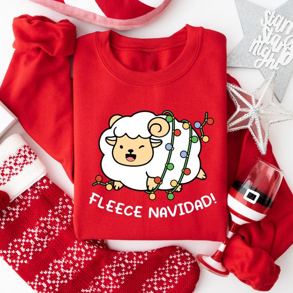 Fleece Navidad Cute Sheep Christmas Unisex Sweatshirt Funny Festive Sheep Christmas Gift Jumper