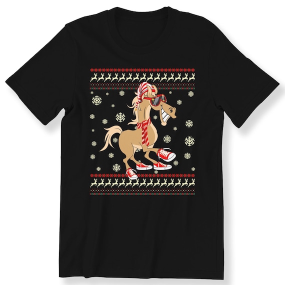 Christmas Horse For Men Women And Kids Adult T-shirt Funny Horse Xmas Gift T-shirt Horse Lovers Festive Horse Top Christmas Ugly Sweater Top