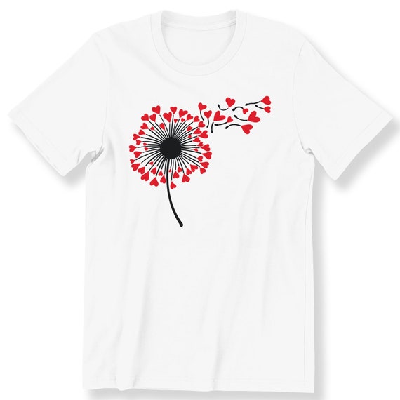 Heart Dandelion For Men And Women T-shirt Trendy Valentine's Day Gift T-shirt Graphic Tee Valentine Heart Top Plus Size Available S-5XL