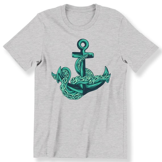 Anchor with Octopus For Men And Women Gift T-shirt Graphic Tee Wildlife Octopus Top Ocean Shirt Sailor Shirt Plus Size Available S-5XL