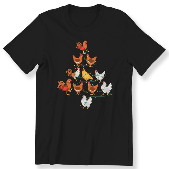 Chicken Christmas Tree For Men Women And Kids Adult T-shirt Chicken Lovers Xmas Shirt Christmas Gift Idea Festive Chicken T-shirt